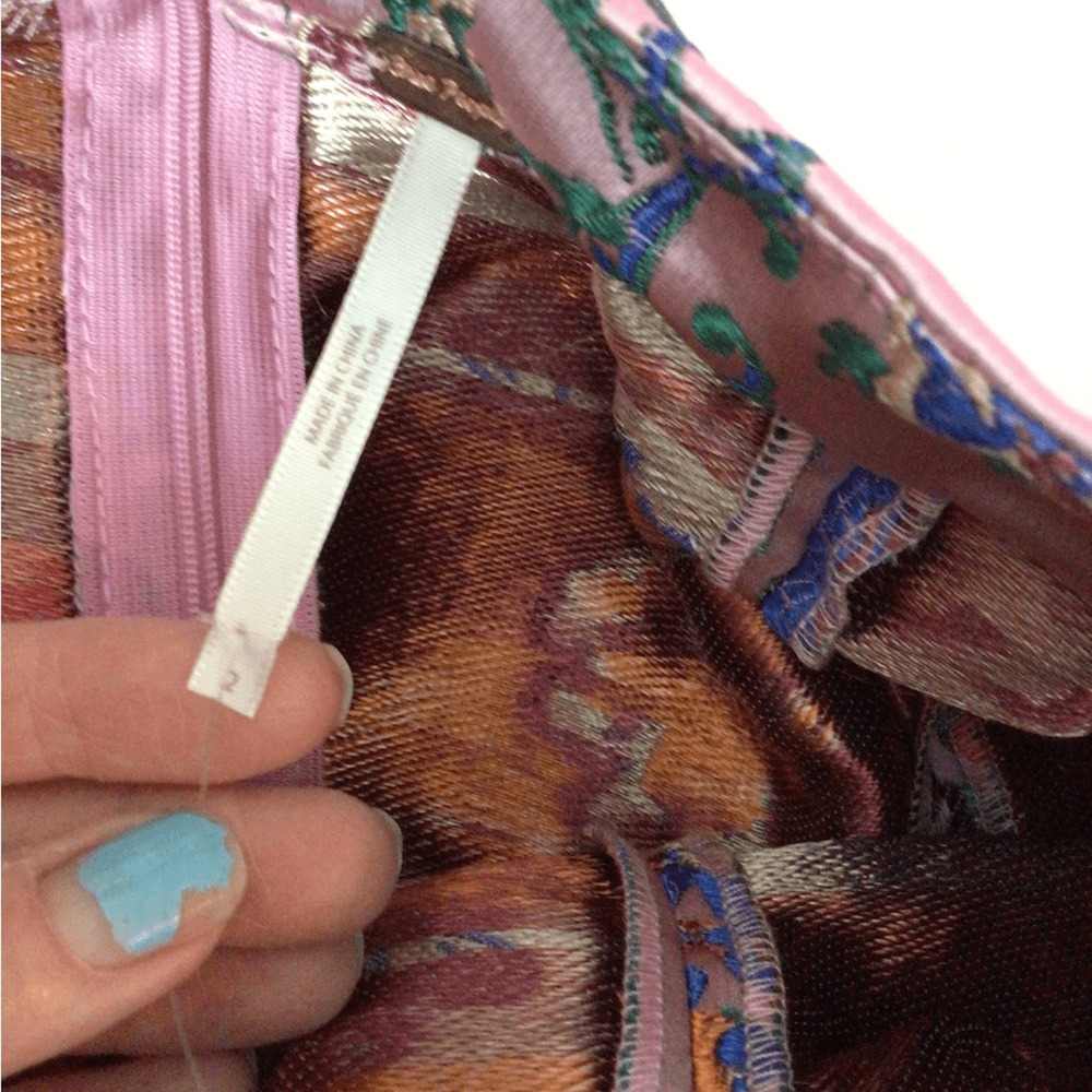 NEW ! Rare Free People Pink Floral Mini Skirt - Picture 3 of 5